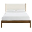Maklaine Contemporary Channel Tufted Queen Platform Bed in Feather Walnut