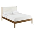Maklaine Contemporary Channel Tufted Queen Platform Bed in Feather Walnut