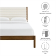 Maklaine Contemporary Channel Tufted King Platform Bed in Feather Walnut