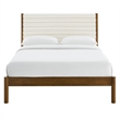 Maklaine Contemporary Channel Tufted King Platform Bed in Feather Walnut