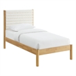 Maklaine Contemporary Channel Tufted Twin Platform Bed in Feather Oak