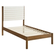 Maklaine Contemporary Channel Tufted Twin Platform Bed in Feather Walnut