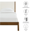 Maklaine Contemporary Channel Tufted Twin Platform Bed in Feather Walnut