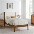 Maklaine Contemporary Channel Tufted Twin Platform Bed in Feather Walnut