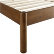 Maklaine Contemporary Channel Tufted Twin Platform Bed in Feather Walnut