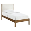 Maklaine Contemporary Channel Tufted Twin Platform Bed in Feather Walnut