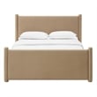 Maklaine Contemporary Performance Velvet Upholstered King Platform Bed in Taupe