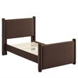 Maklaine Performance Velvet Upholstered Twin Platform Bed in Chocolate Brown