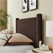 Maklaine Performance Velvet Upholstered Twin Platform Bed in Chocolate Brown