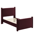 Maklaine Performance Velvet Upholstered Twin Platform Bed in Mulberry