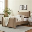 Maklaine Contemporary Performance Velvet Upholstered Twin Platform Bed in Taupe