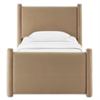 Maklaine Contemporary Performance Velvet Upholstered Twin Platform Bed in Taupe