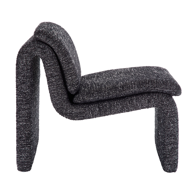 Maklaine Boucle Fabric Upholstered Armless Accent Chair in Charcoal