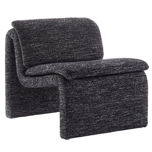 Maklaine Boucle Fabric Upholstered Armless Accent Chair in Charcoal