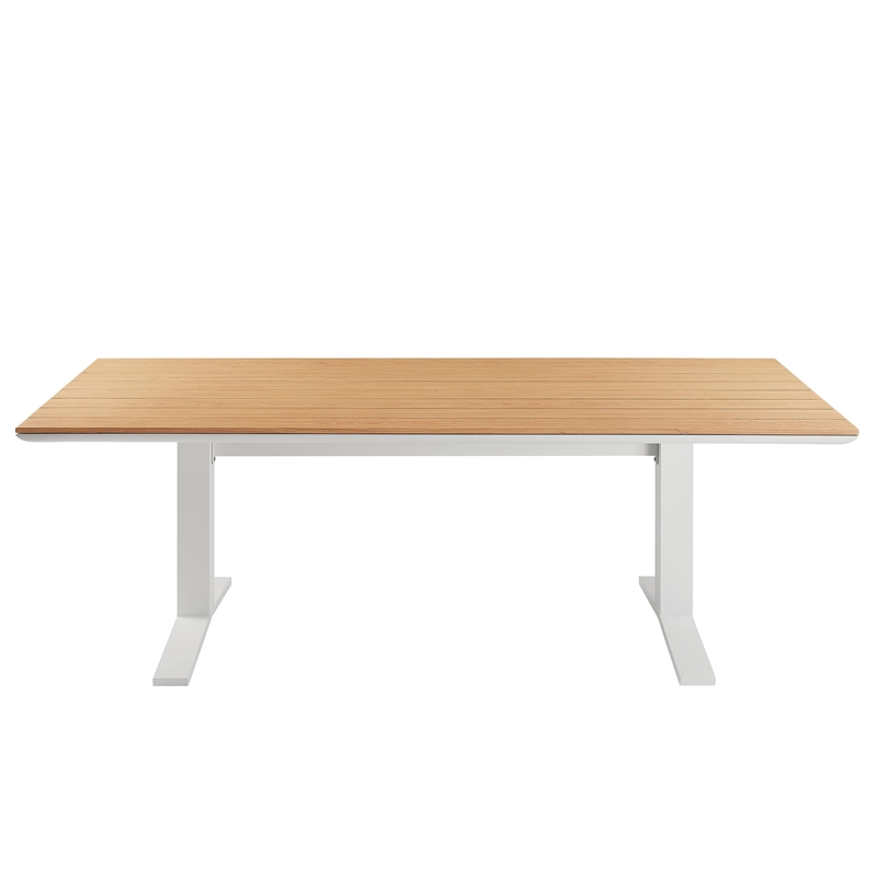 Maklaine Contemporary Powder-Coated Aluminum Frame 9-Piece Dining Set in White