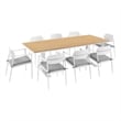 Maklaine Contemporary Powder-Coated Aluminum Frame 9-Piece Dining Set in White