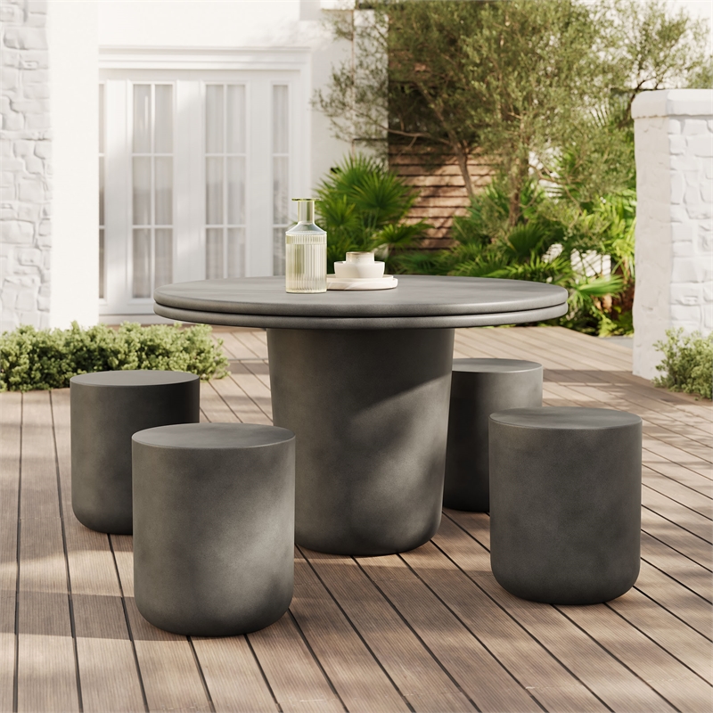 Maklaine Modern / Contemporary 5 Piece Dining Table Set in Gray