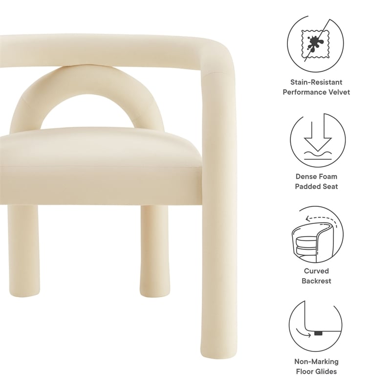 Maklaine Performance Velvet Upholstered Dining Chair in Porcelain