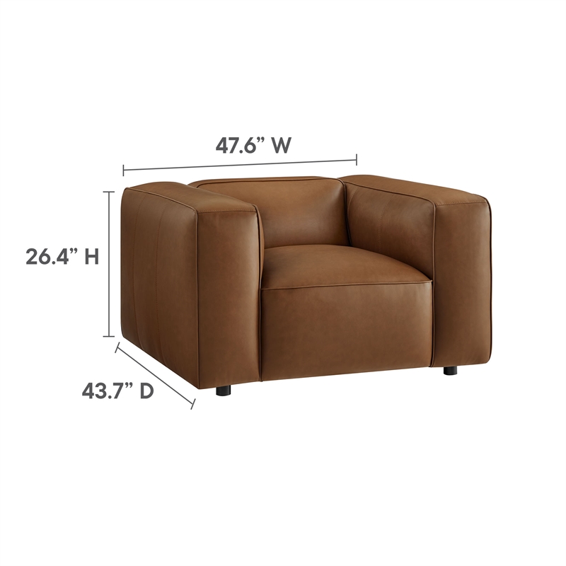 Maklaine Contemporary Vegan Leather Upholstered Armchair in Coffee