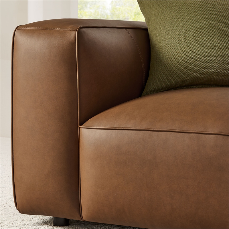 Maklaine Contemporary Vegan Leather Upholstered Armchair in Coffee