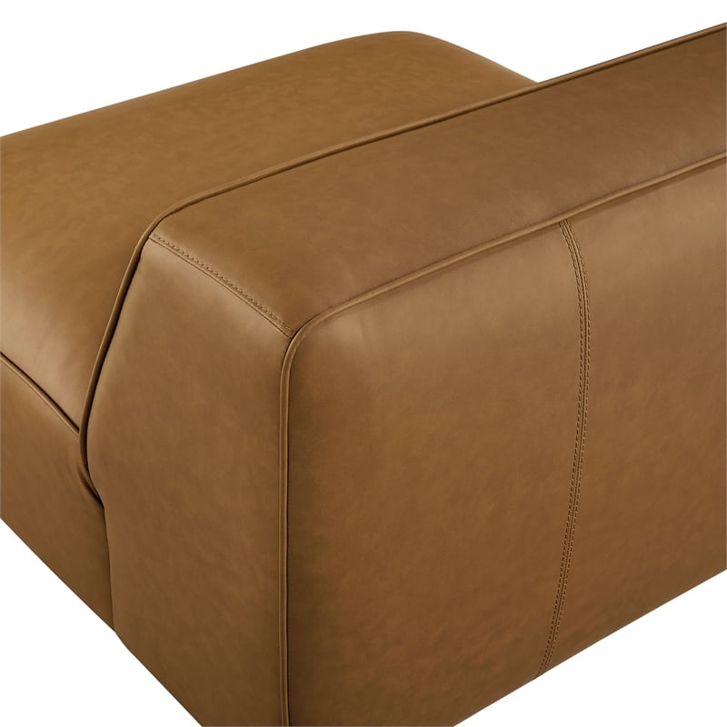 Maklaine Vegan Leather Upholstered Modular Armless Chair in Camel