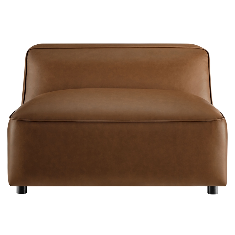 Maklaine Contemporary Vegan Leather Upholstered Armless Chair in Coffee