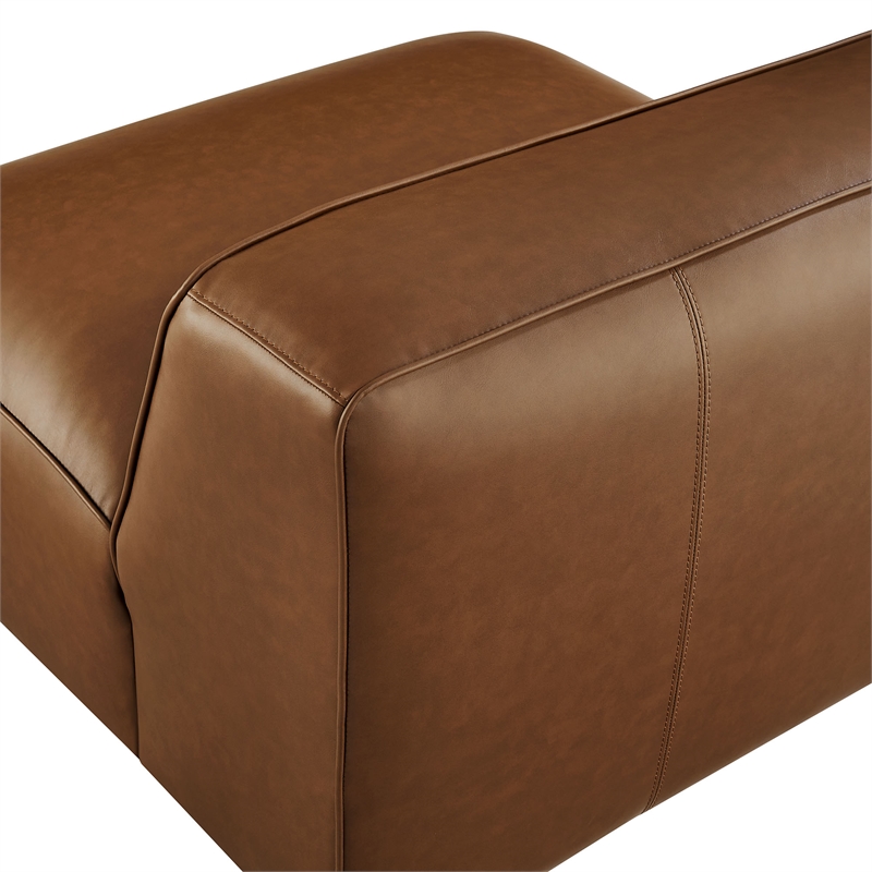 Maklaine Contemporary Vegan Leather Upholstered Armless Chair in Coffee