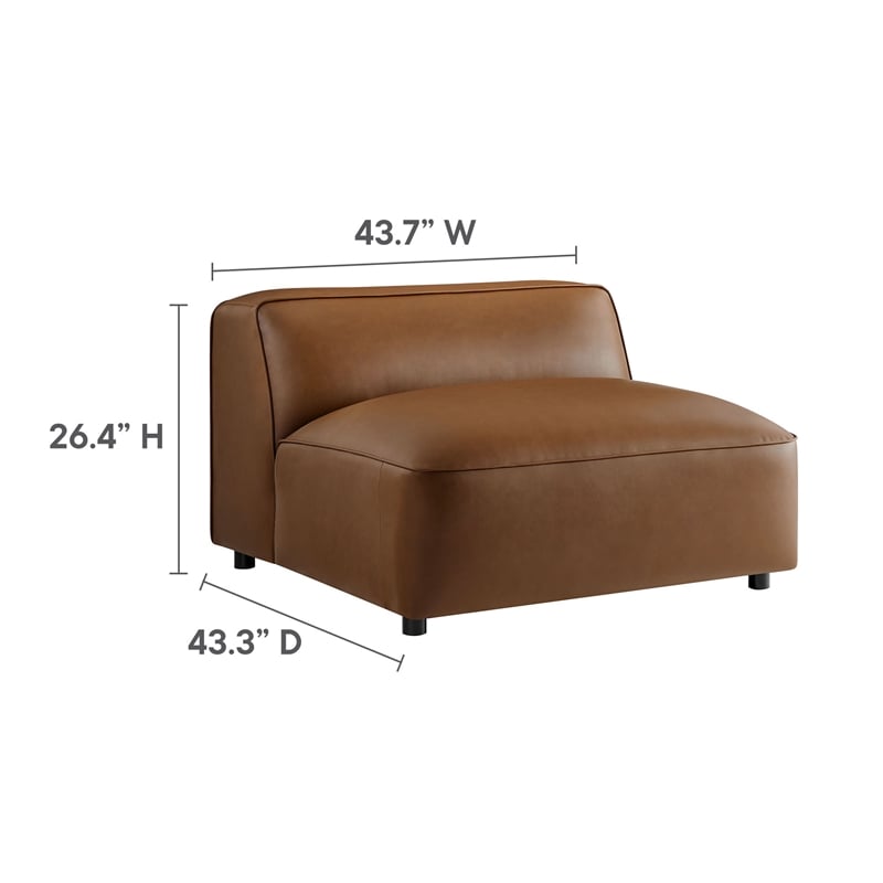 Maklaine Contemporary Vegan Leather Upholstered 5-Piece L-Shaped Sofa in Coffee