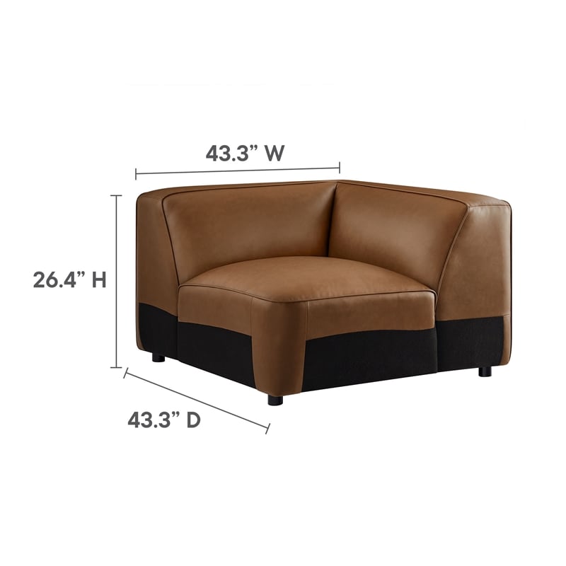 Maklaine Contemporary Vegan Leather Upholstered 5-Piece L-Shaped Sofa in Coffee