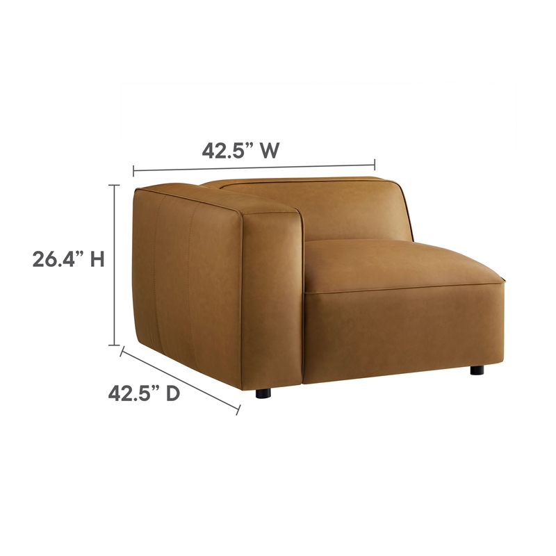 Maklaine 3-Piece Vegan Leather Upholstered Loveseat with Ottoman in Camel