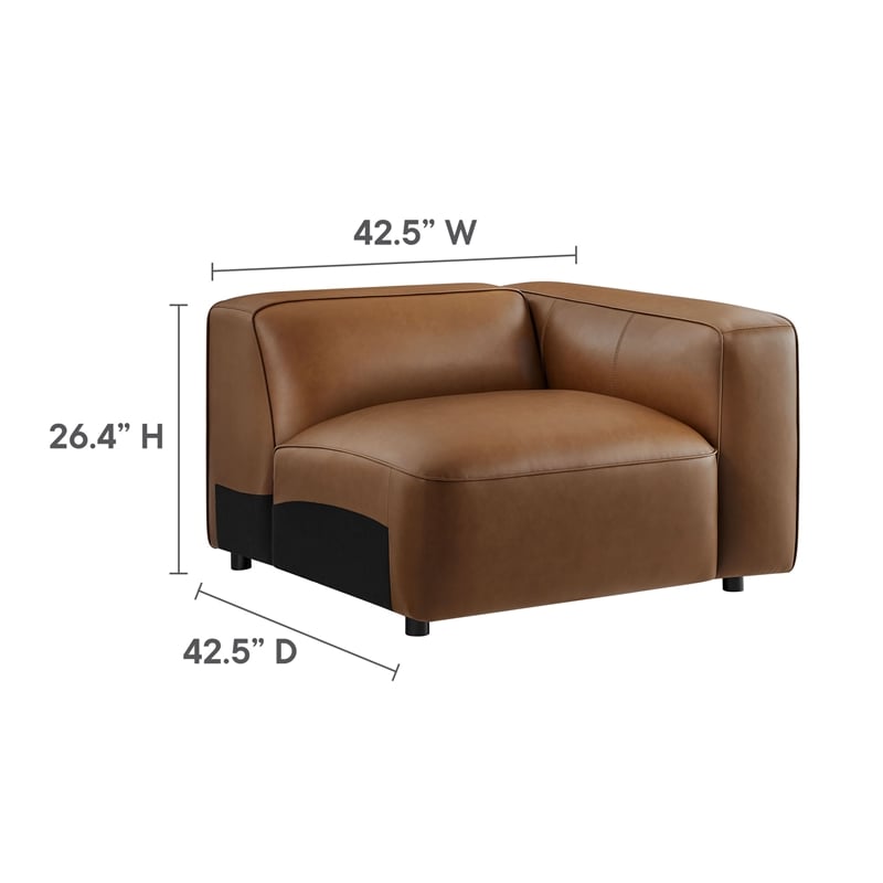 Maklaine Contemporary Vegan Leather Upholstered 5-Piece U-Shaped Sofa in Coffee