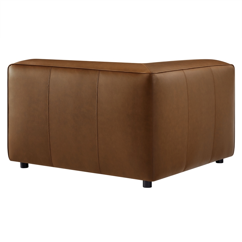 Maklaine Contemporary Vegan Leather Upholstered Corner Chair in Coffee