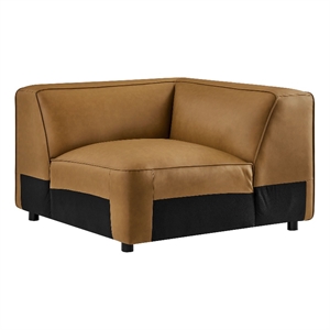 Maklaine Contemporary Vegan Leather Upholstered Corner Chair in Camel