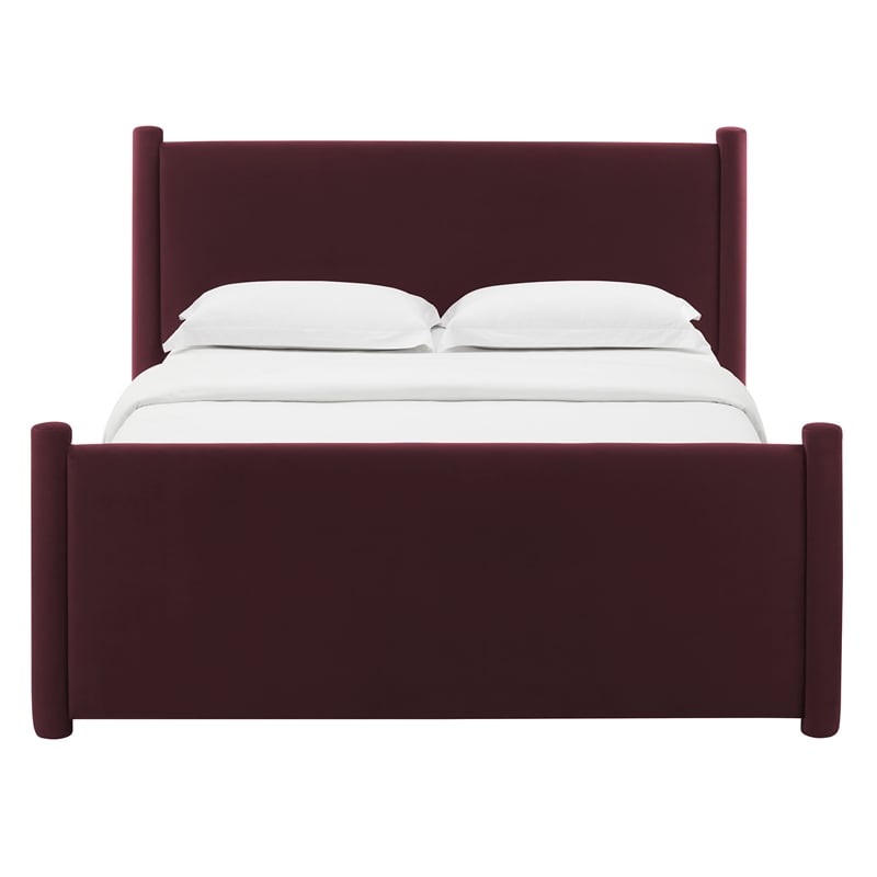 Maklaine Performance Velvet Upholstered Full Platform Bed in Mulberry