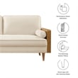 Maklaine Performance Velvet Upholstered 3-Seater Sofa in Walnut/Alabaster