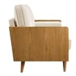 Maklaine Performance Velvet Upholstered 3-Seater Sofa in Walnut/Alabaster