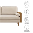 Maklaine Performance Velvet Upholstered 3-Seater Sofa in Walnut/Almond