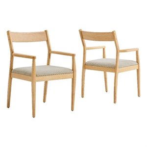 Maklaine Dining Armchairs Set of 2 in Natural Heathered Weave Beige