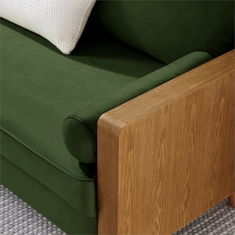 Maklaine Vegan Leather Moss Green Loveseat Rectangular 61