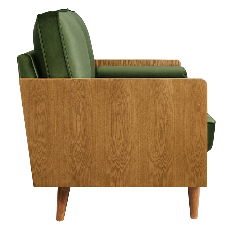 Maklaine Vegan Leather Moss Green Loveseat Rectangular 61