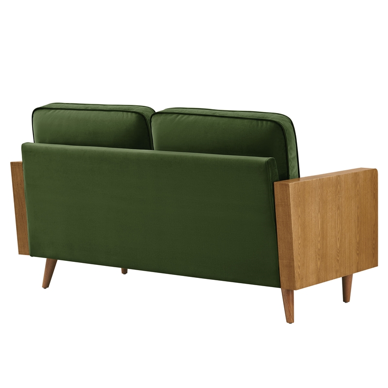 Maklaine Vegan Leather Moss Green Loveseat Rectangular 61