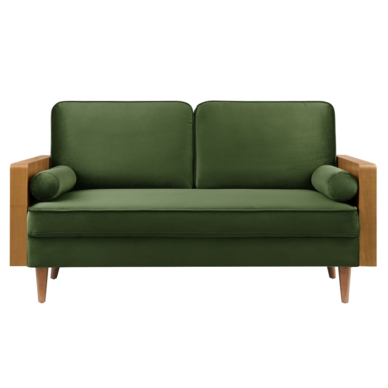 Maklaine Vegan Leather Moss Green Loveseat Rectangular 61
