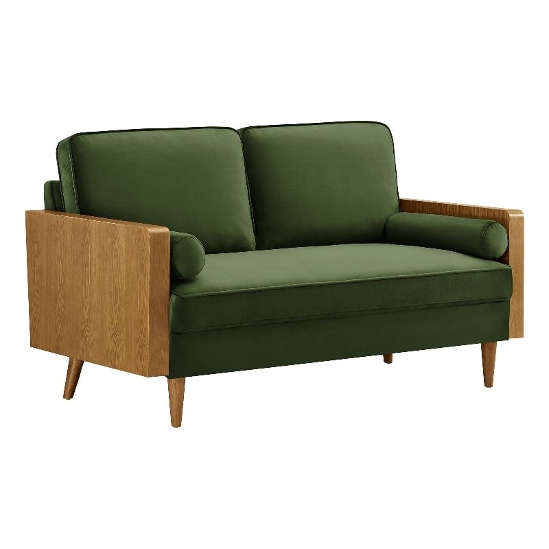 Maklaine Vegan Leather Moss Green Loveseat Rectangular 61
