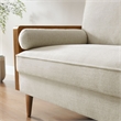 Maklaine Contemporary Loveseat in Walnut Heathered Weave Light Beige
