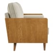 Maklaine Contemporary Loveseat in Walnut Heathered Weave Light Beige