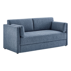 Maklaine Modern / Contemporary Soft Fabric Upholstered Sofa in Denim