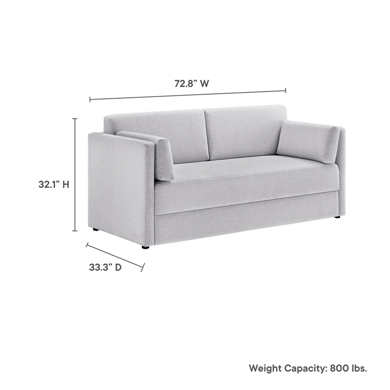 Maklaine Contemporary Upholstered Heathered Chenille Sofa in Newsprint
