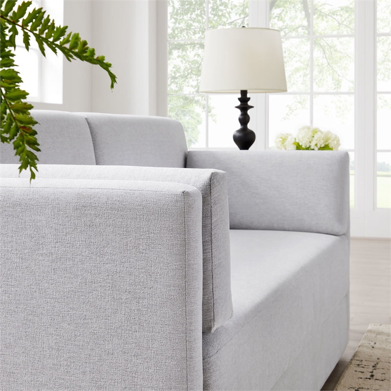 Maklaine Contemporary Upholstered Heathered Chenille Sofa in Newsprint