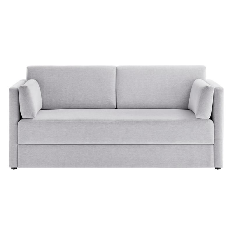 Maklaine Contemporary Upholstered Heathered Chenille Sofa in Newsprint