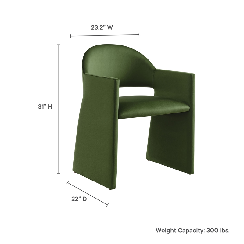Maklaine Contemporary Performance Velvet Dining Armchair in Moss Green